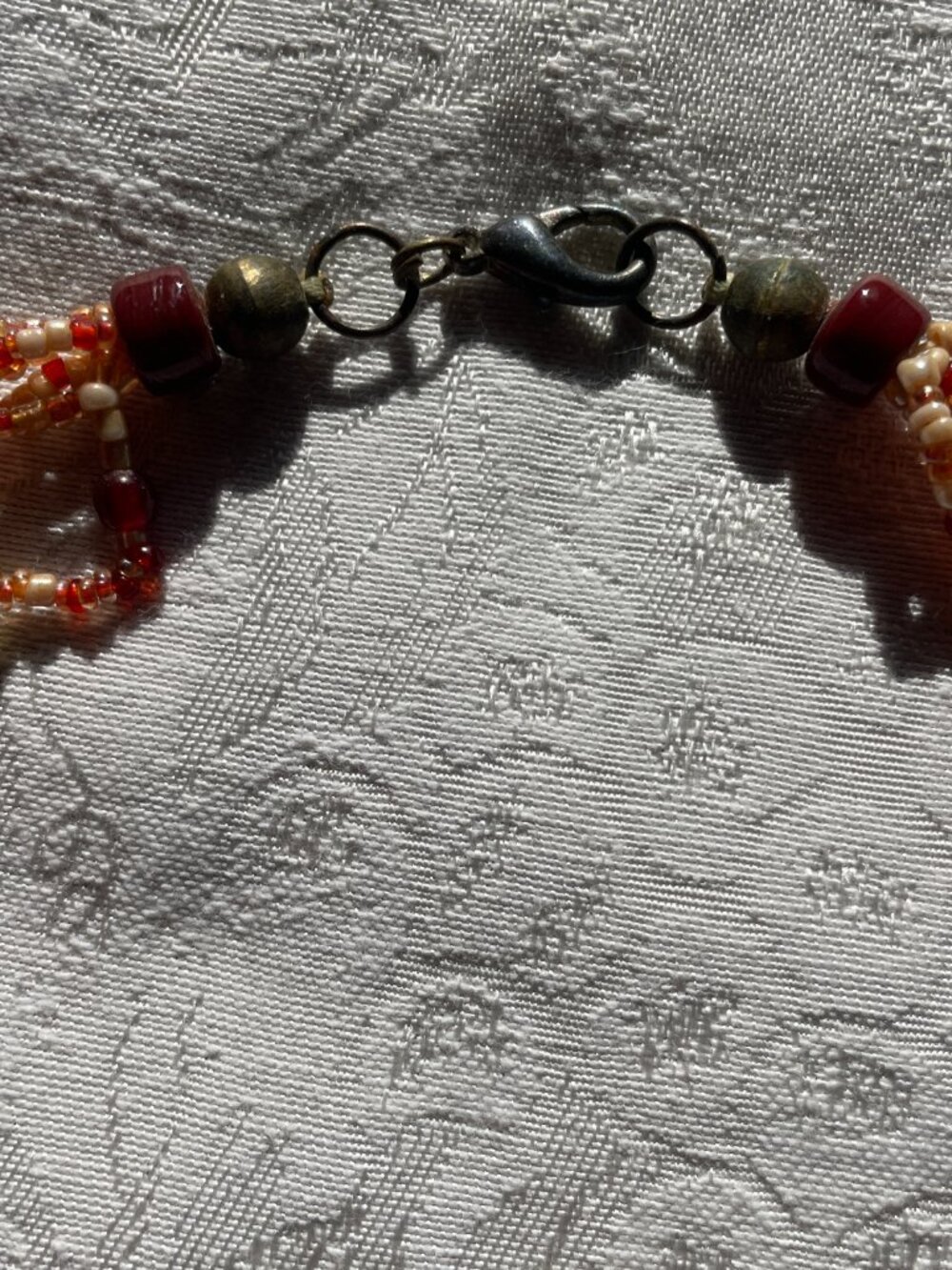 Multi Strand Beaded Necklace Tan and Brown stone and glass beads 170 g 24" - Picture 5 of 7
